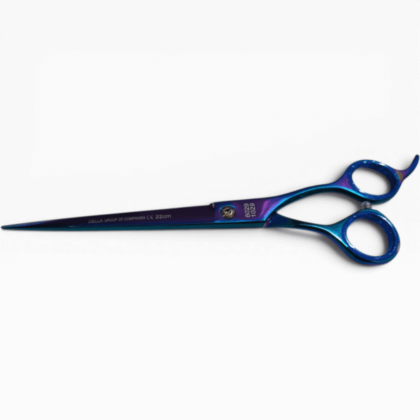 Tijeras rectas color plasma azul de 22 cm para perros