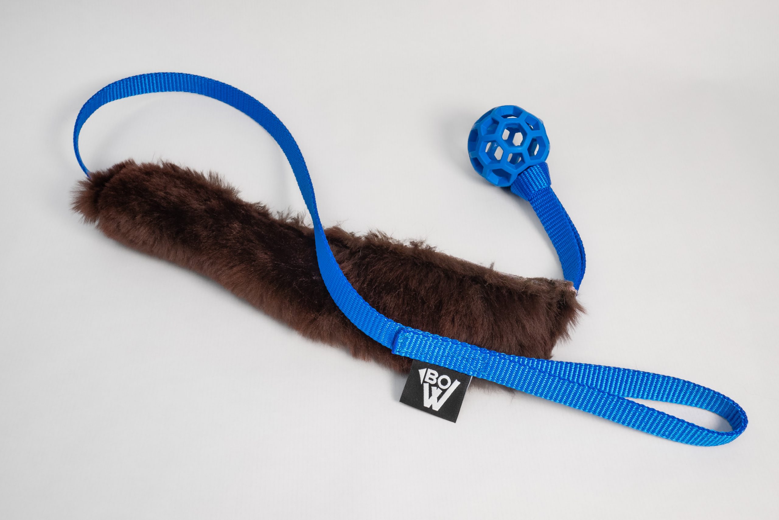 Mordedor para perro, benito pelo natural de oveja corto azul BOW
