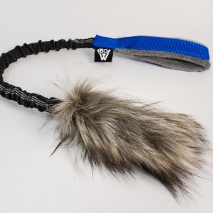 Mordedor de motivacion Risa BOW de pelo sintetico largo azul para perros