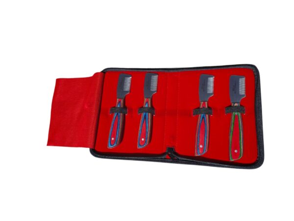 Kit de cuchillas de stripping para peluquería canina (4 piezas) con estuche de cremallera