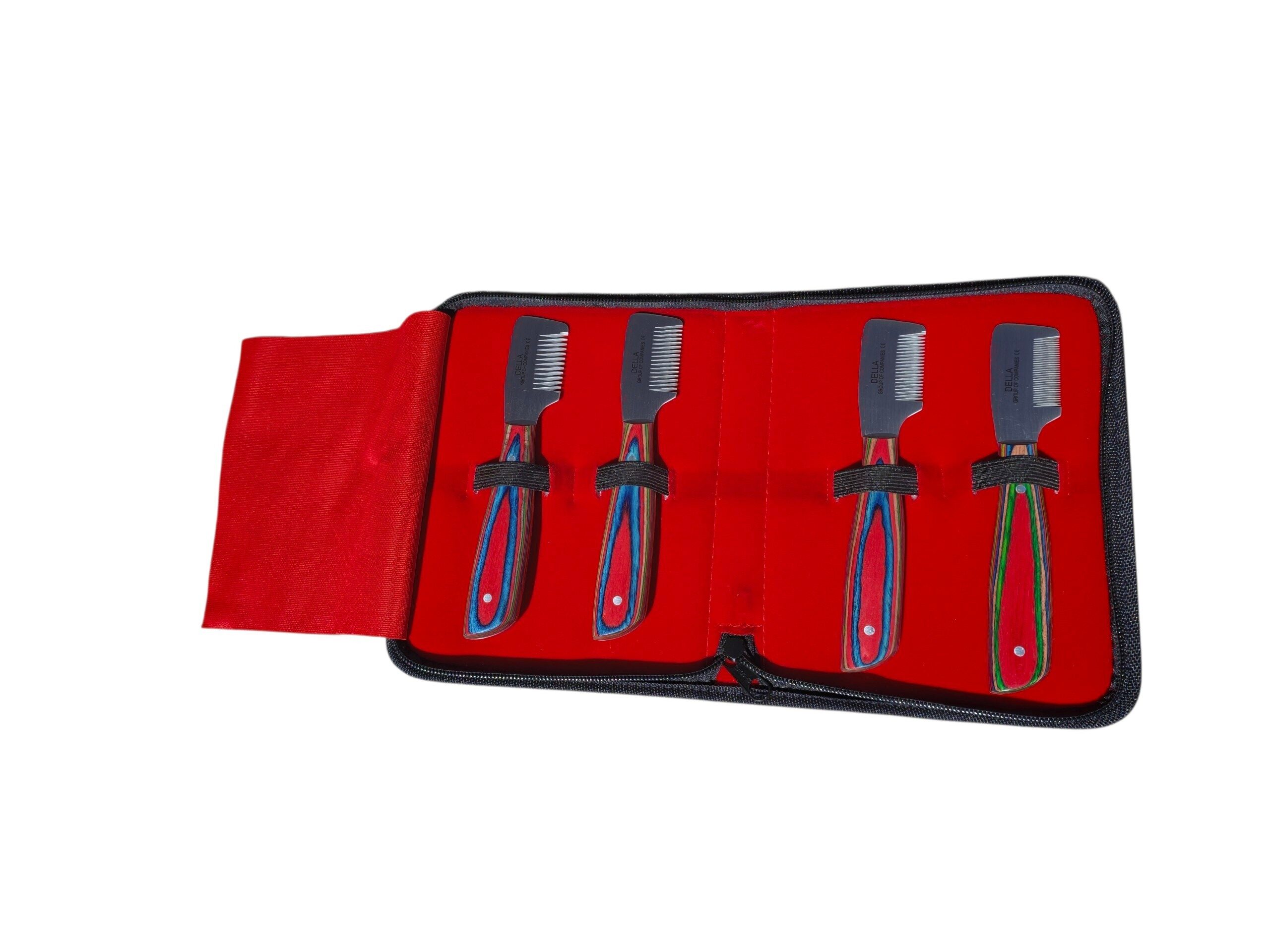 Kit de cuchillas de stripping para peluquería canina (4 piezas) con estuche de cremallera